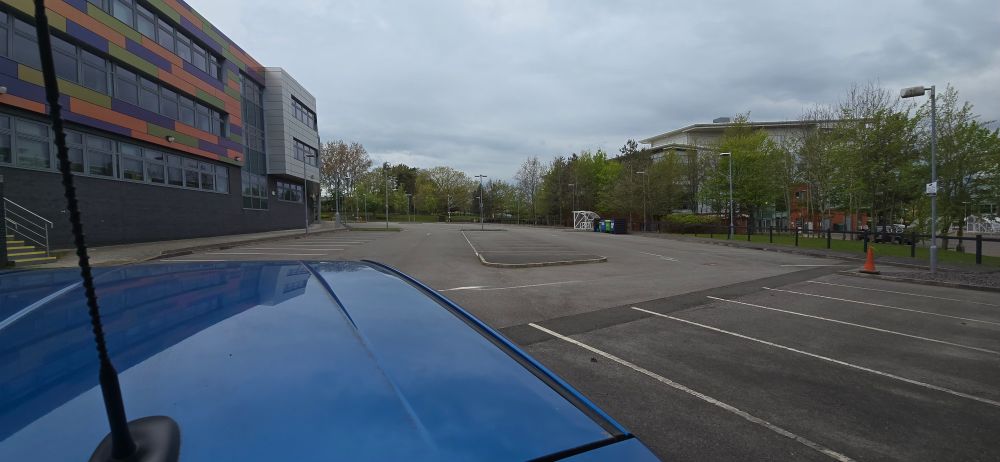 Empty carpark except for my car.