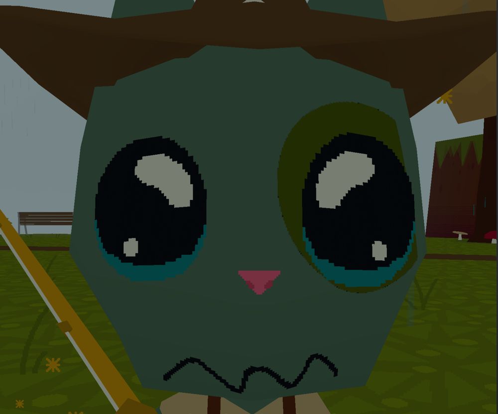 my character in webfishing with a sad face 