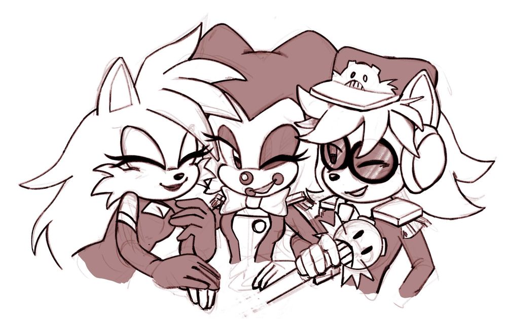 Shirina, Bass and Oracle in a group hug.