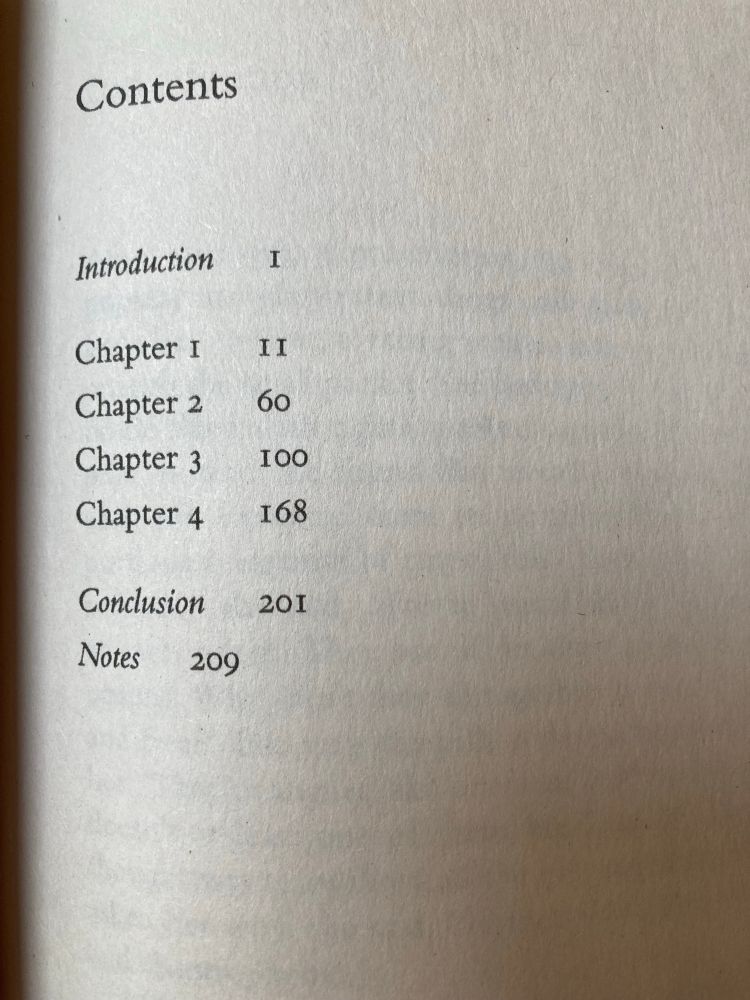 Table of contents with Introduction, Chapters 1-4, Conclusion, and Notes.