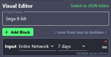 Excerpt from the feed settings for the Sega 8-bit feed. It shows that the input is indeed from the past 7 days, at least on paper.