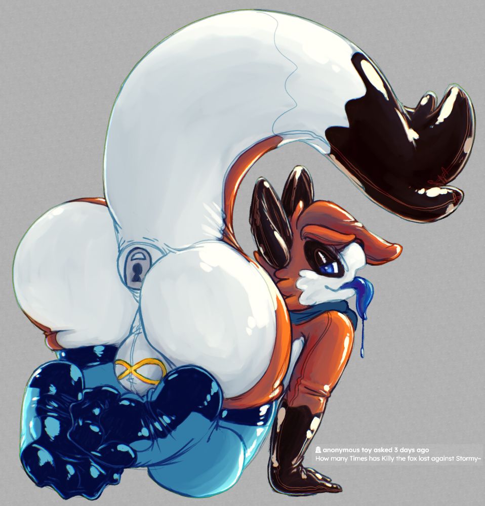 Killy the fox, partly "stormyfied" through Stormdragonblue's corruption, made into a nulled sextoy.~
