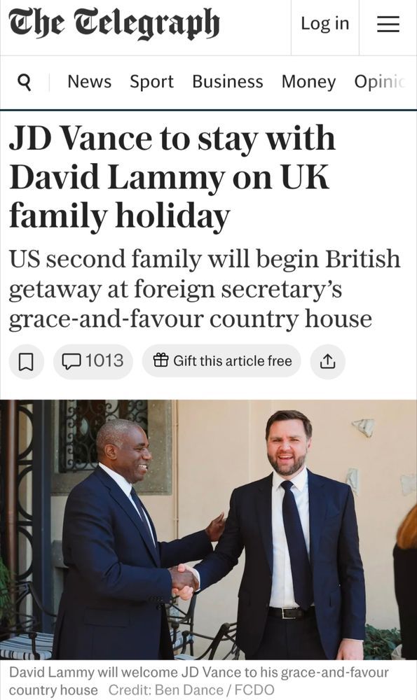 JD Vance to stay with David Lammy on UK family holiday
US second family will begin British getaway at foreign secretary's grace-and-favour country house