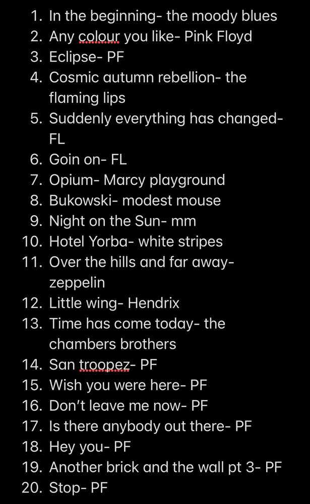 Track listing form a burnt CD