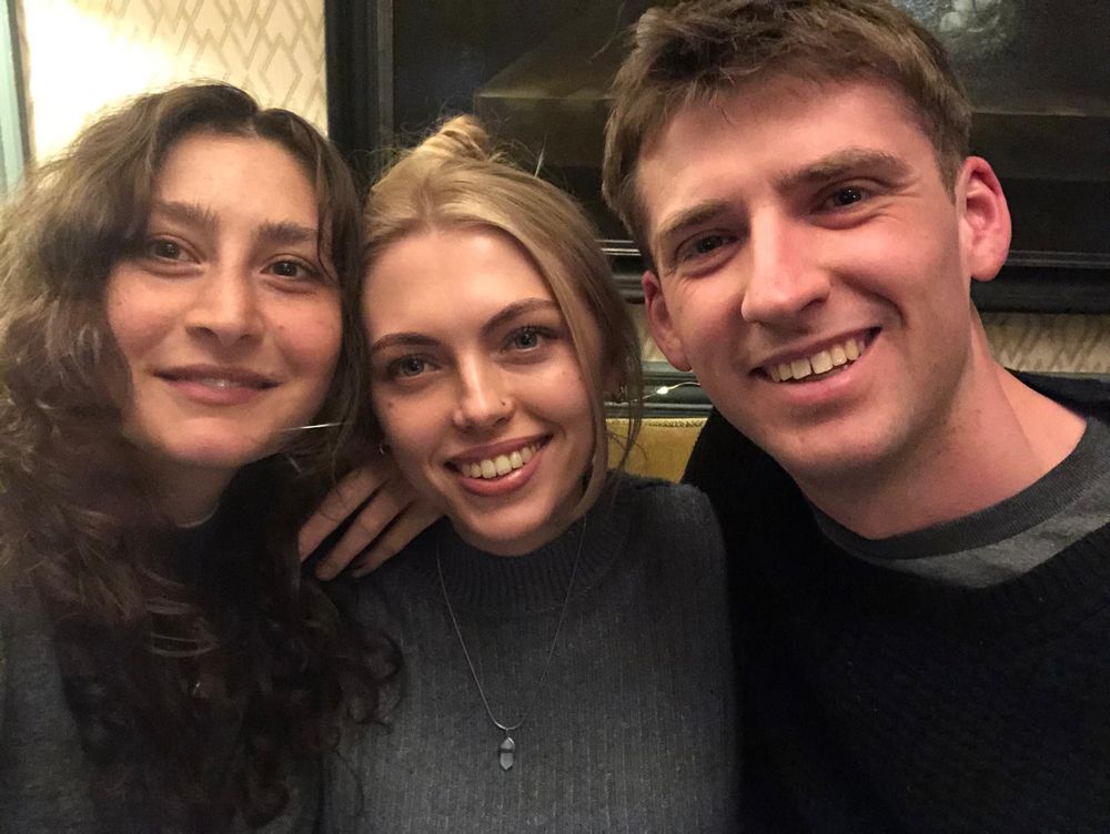 The three cast members of “A Figment of Existence”. In order from left to right, Anamaria Burduli (playing “Charlie”), Antonia Whillans (playing “Roya”), and Matt Williams (playing “Alex”).