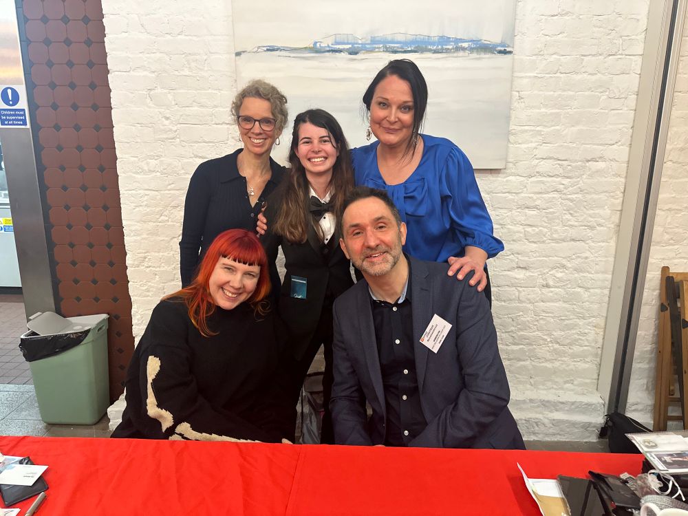 Picturing left to right, back to front: Georgina Stroud, Georgia Lawe, Lily Allmark, Joy Wilkinson and Jonathan Stroud at a meetup celebrating the Complete Fiction TV show “Lockwood & Co.” adapted from the book series of Jonathan Stroud.