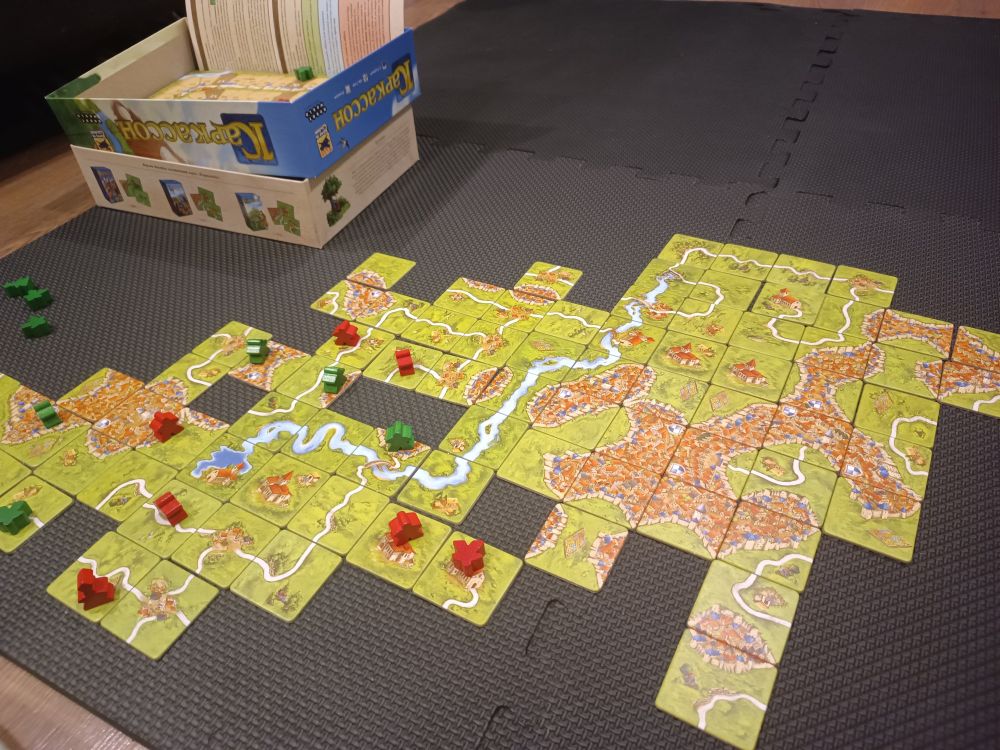 A board game of Carcassonne.