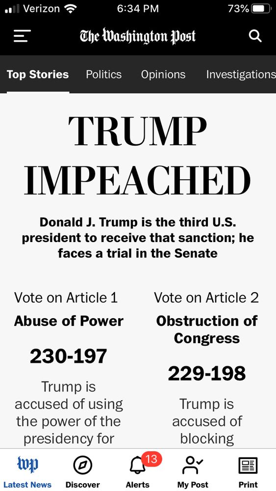 Trump impeached 