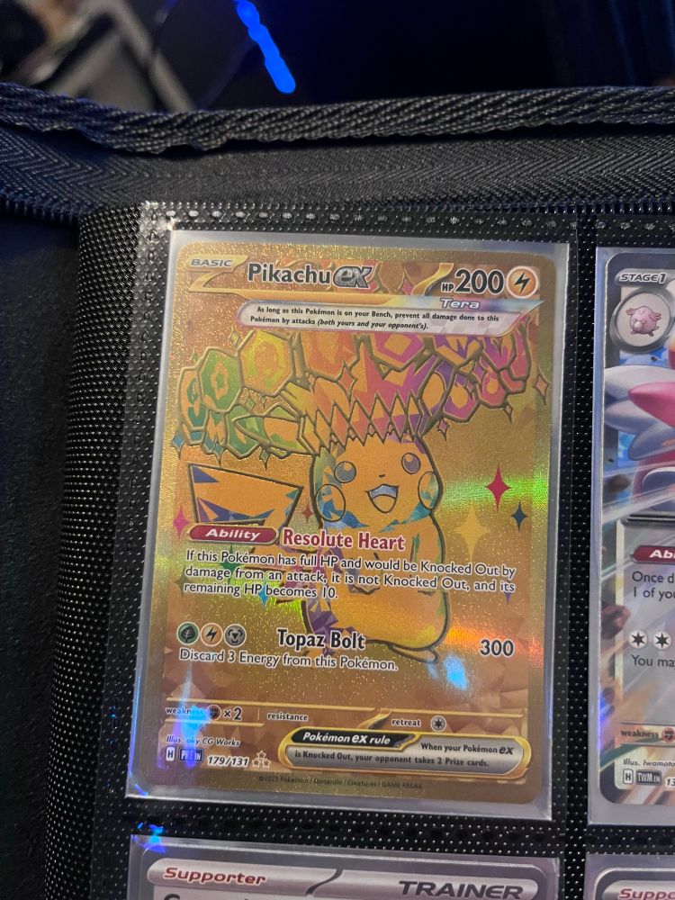 A golden pikachu card 