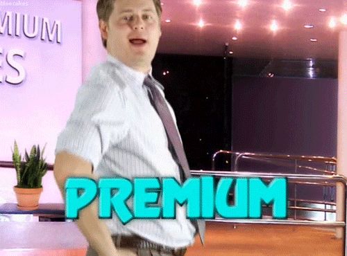 Tim and Eric Awesome Show gif from the prices sketch where Tim says "Premium? More like creamium"
