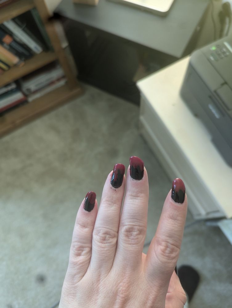 Kirbys nails with a fun design 