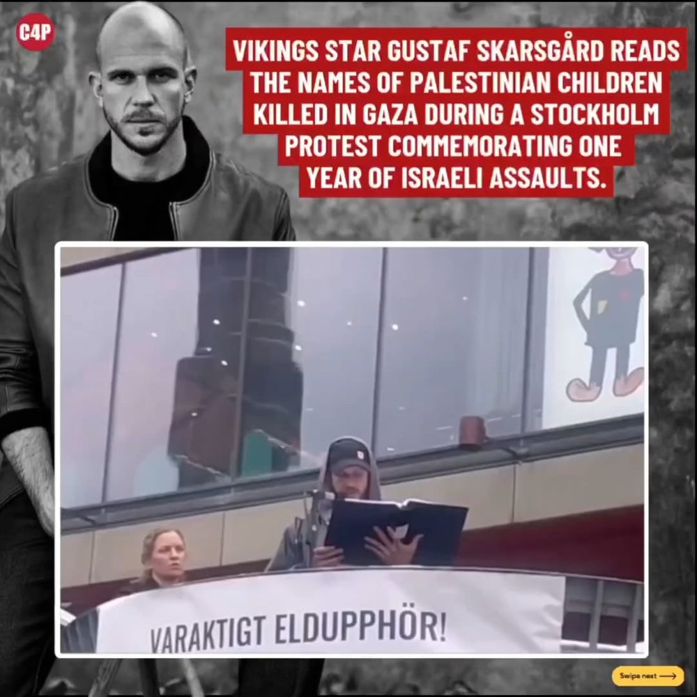 Gustaf Skarsgard (Floki From Vikings) Reading Names of Children of Palestine