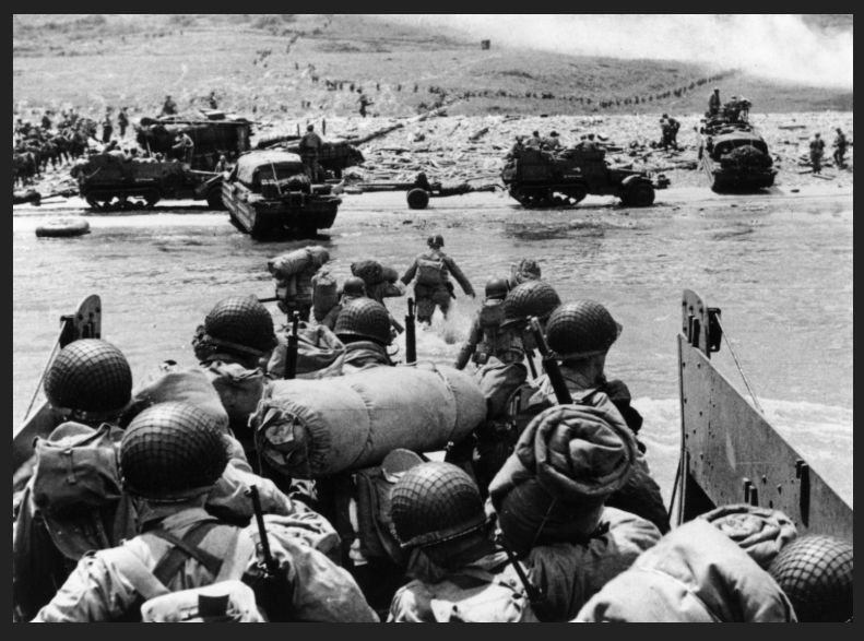 The beach at Normandy on D-day, 1944.
