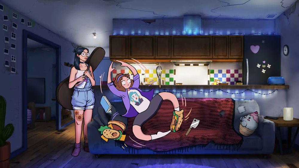 Animation frame from Cook Serve Forever, showing Nori mid movement