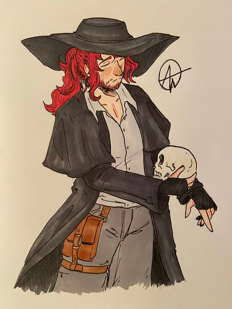 My character Hadrian as drawn by my husband 