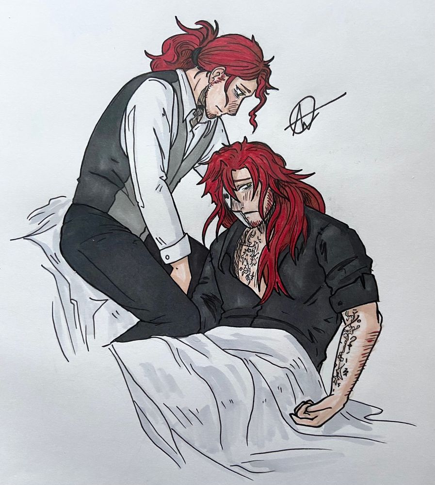 My characters Hadrian and Hannibal as drawn by my husband 