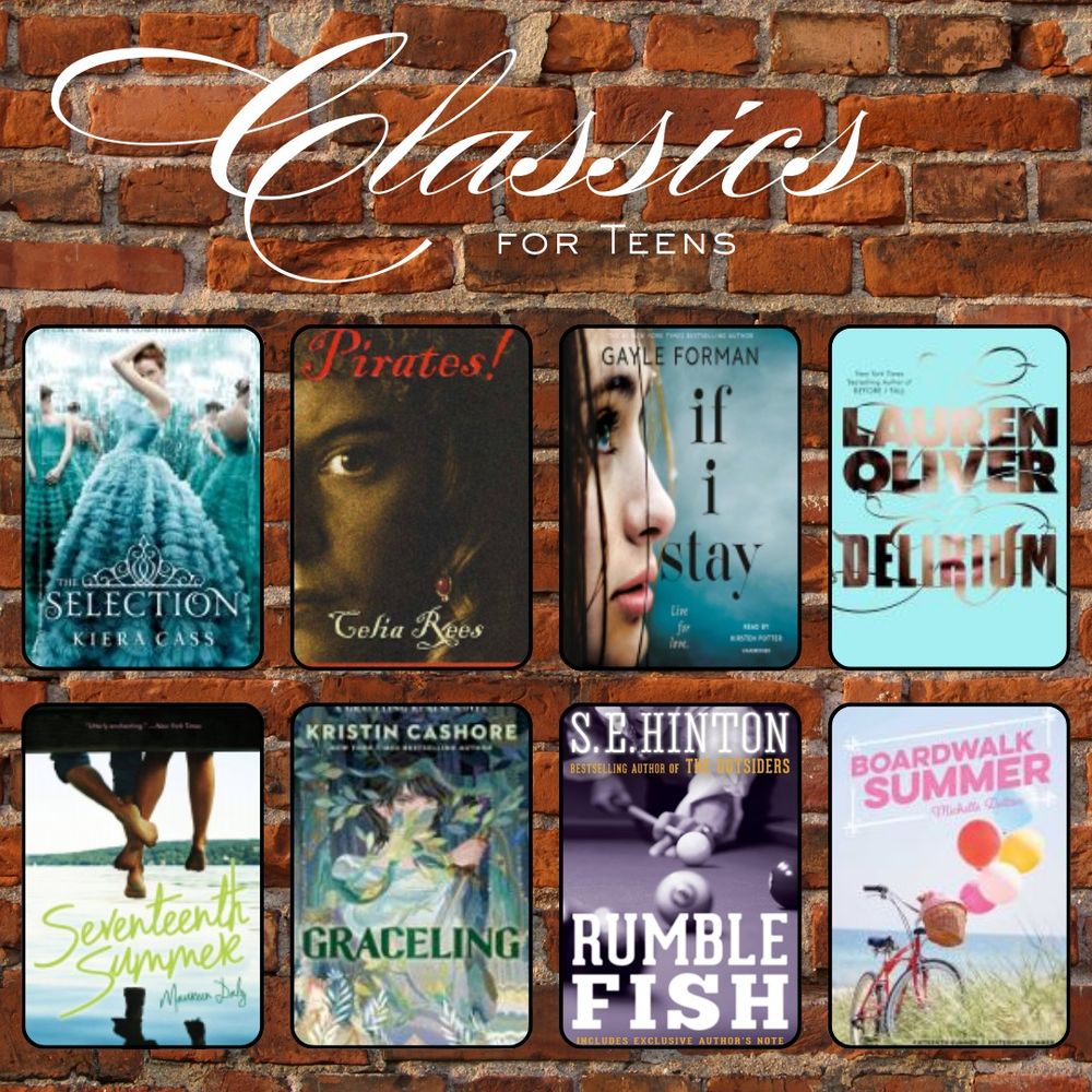 The Selection, Pirates!, If I Stay, Delirium, Seventeenth Summer, Graceling, Rumble Fish, Boardwalk Summer