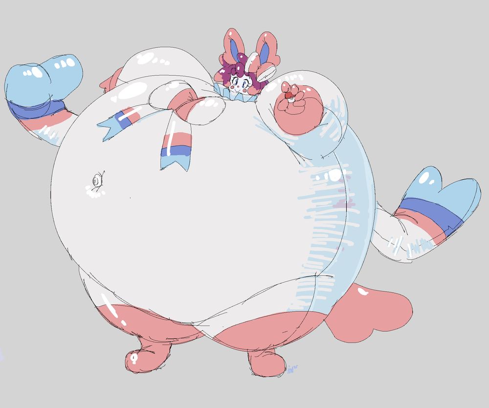 Lizzie sporting an inflatable Sylveon suit challenging you to a duel!