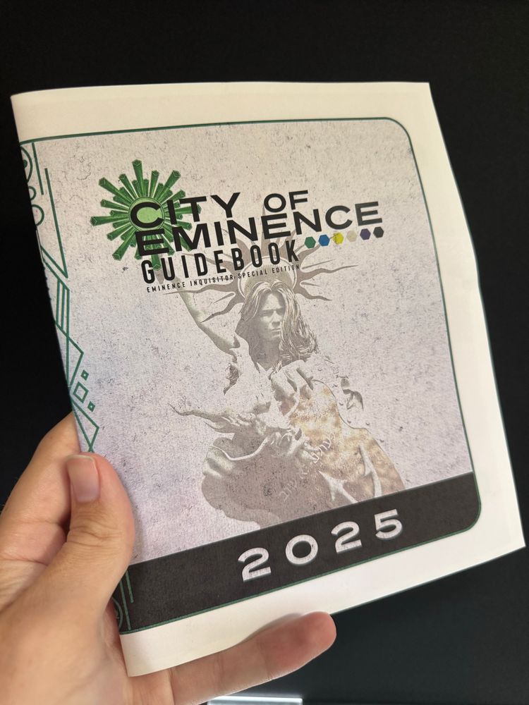 The cover of the 2025 City of Eminence Guidebook, featuring our Statue of Liberty AKA Libertas.