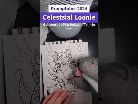 Promptober 2024: Celestial Loonie || Fantasy Furry Traditional Art Inktober