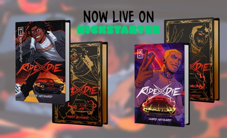 Chapter 1 and 2 of Ride or Die hardcover books in their standard and premium editions