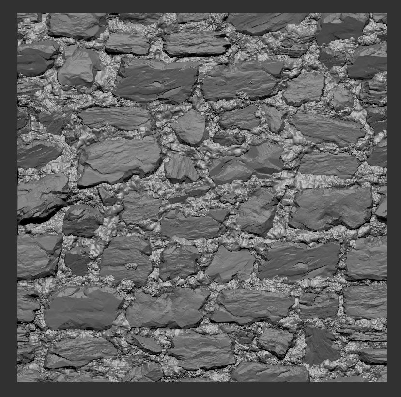 Zbrush sculpted stone wall. Tiling in both directions