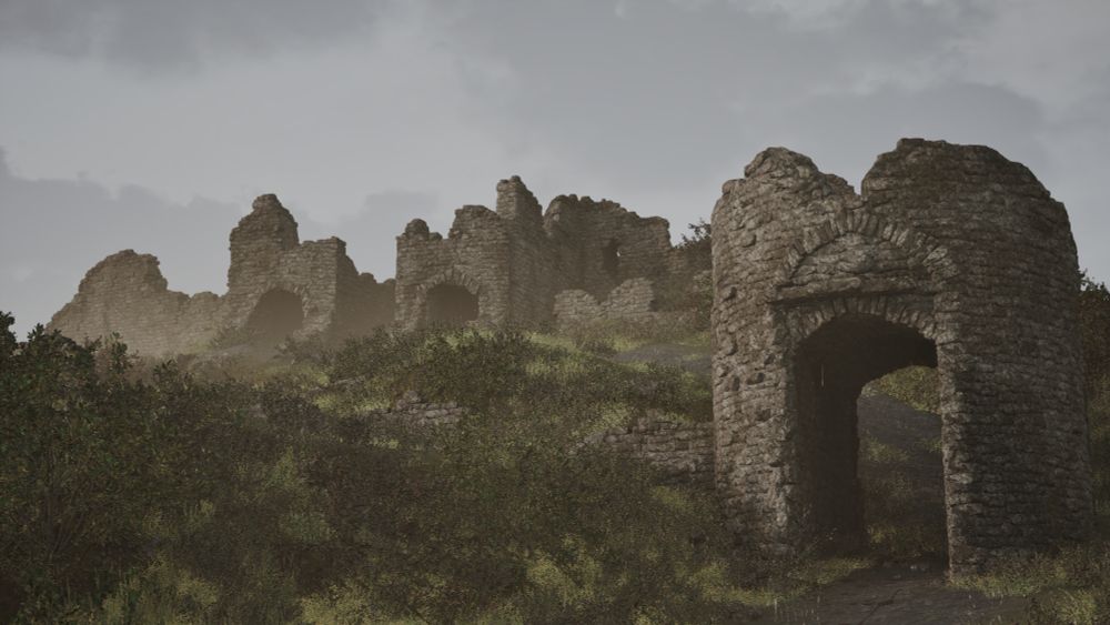 Another still shot of an Irish castle ruins environment.