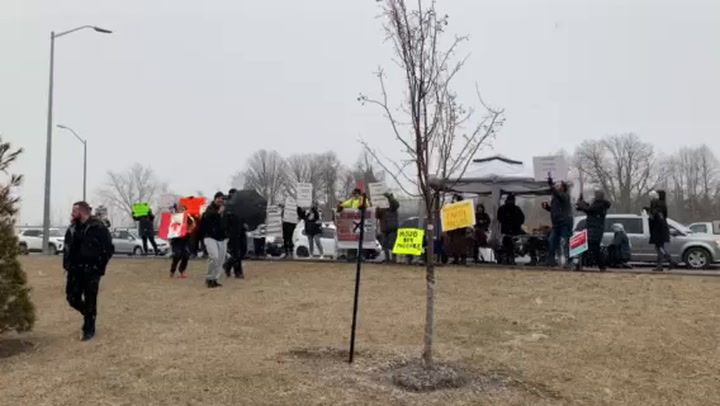 Police and mall cops made sure the protesters didn't stray one inch off the sidewalk, while Maple MAGA bros were allowed to wander around and harass us.