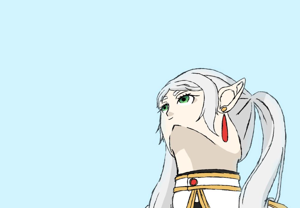 Fucked up looking frieren, looking upward