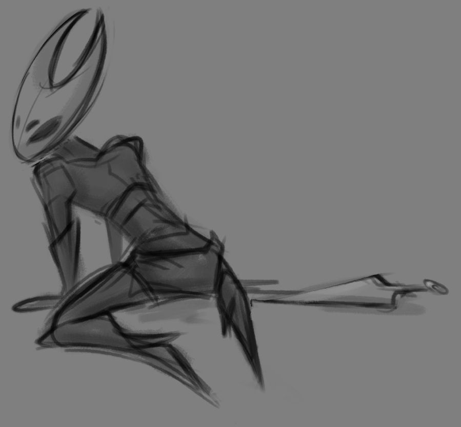 Hornet without her cloak, on the ground, needle beside her. 