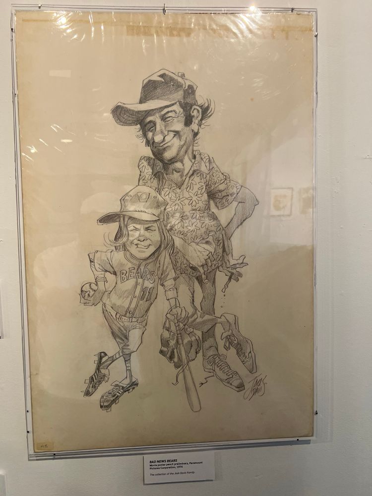 Jack Davis pencil drawing of a movie poster for The Bad News Bears