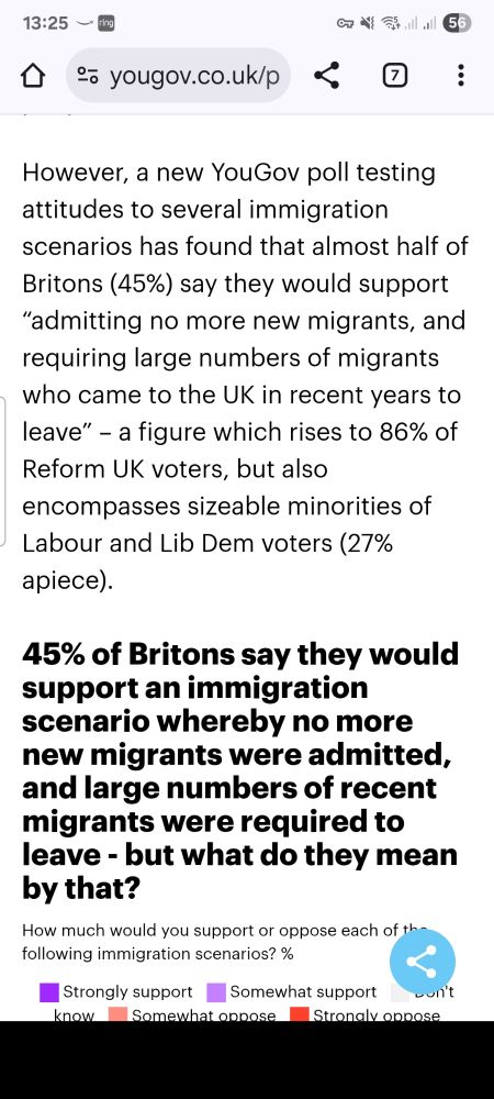 However, a new YouGov poll testing attitudes to several immigration scenarios has found that almost half of Britons (45%) say they would support “admitting no more new migrants, and requiring large numbers of migrants who came to the UK in recent years to leave” – a figure which rises to 86% of Reform UK voters, but also encompasses sizeable minorities of Labour and Lib Dem voters (27% apiece). 45% of Britons say they would support an immigration scenario whereby no more new migrants were admitted, and large numbers of recent migrants were required to leave - but what do they mean by that?