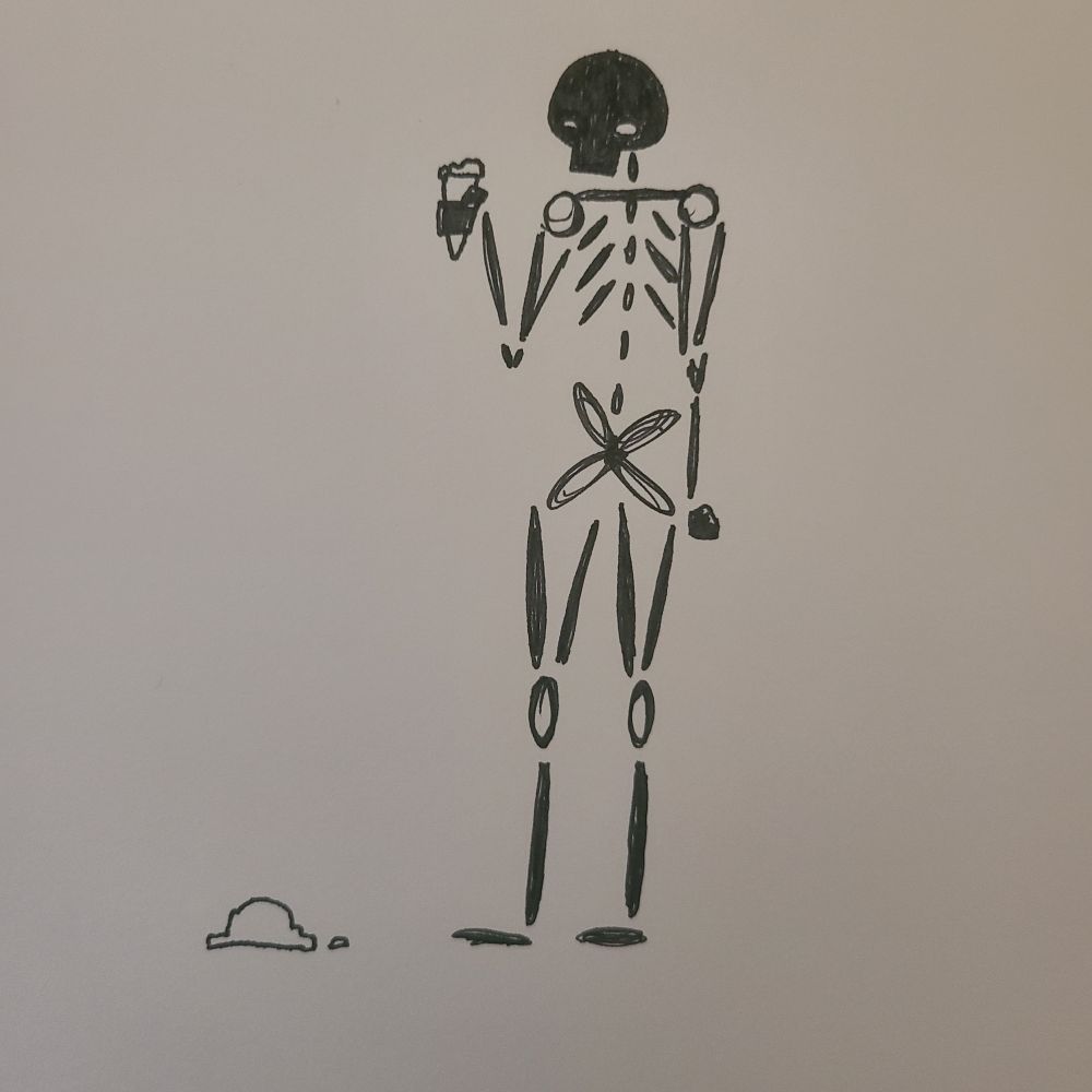 A skeleton stands, dejected, holding an ice cream cone with the ice cream on the floor before him. Sigh. One of those days huh?


(This piece is copywrite Ray Arames of The Dank Macabre and Inn Obscura. It is not to be used for training purposes. If this piece is found to be used within generative ai or training its algorithms, the license holder of the AI agrees to pay Ray Arames of The Dank Macabre and Inn Obscura royalties up to the price and value of, but not below half of its worth, the original piece and for each generated pieces that it was used as a separate payout as a consultation fee.)