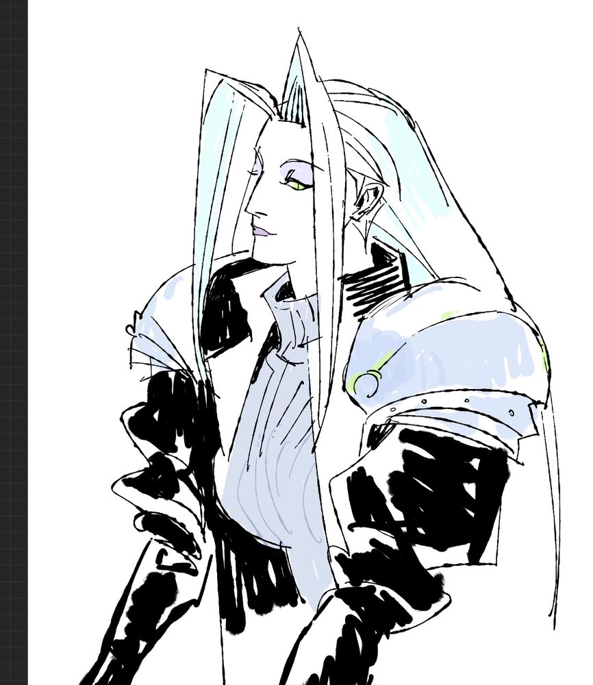 Sketch of femme sephiroth based on her earlier design 