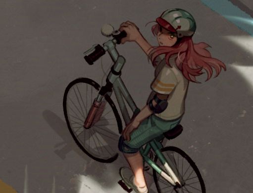 옆의 그림의 소녀 클로즈업 장면. 하늘을 바라보고 있는 소녀의 눈이 반짝인다.