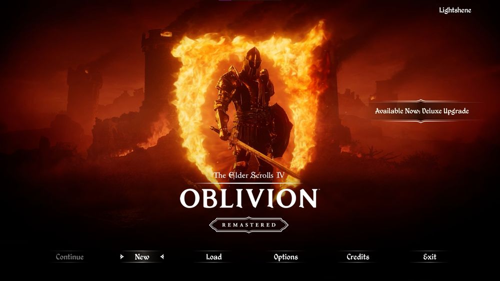 Main menu screen for The Elder Scrolls IV: Oblivion Remastered (This game released April 22nd 2025)