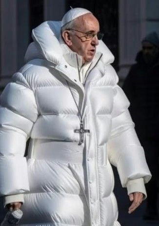 Pope in puffer jacket