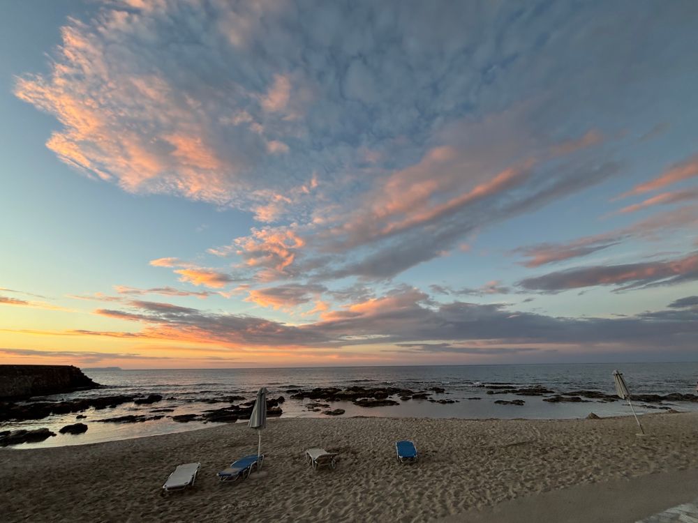 Sunset in over looking beach in Crete