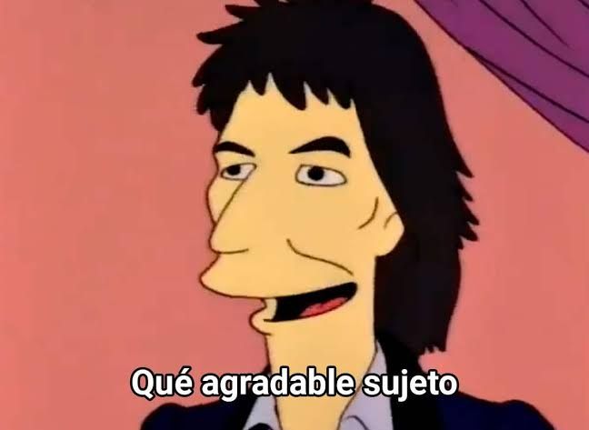 Meme de George Harrison en los Simpsons diciendo "Qué agradable sujeto"