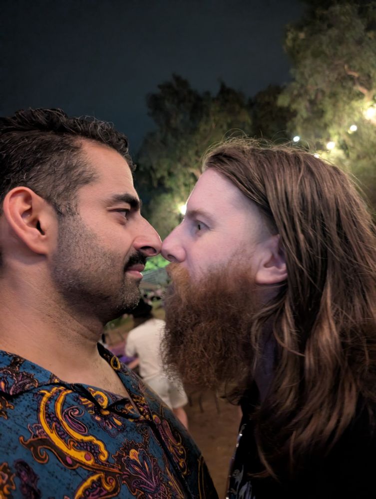 Side on shot of Firdi and Matt going nose to nose, whiles Matt's nose is impressive it is no match for Firdi