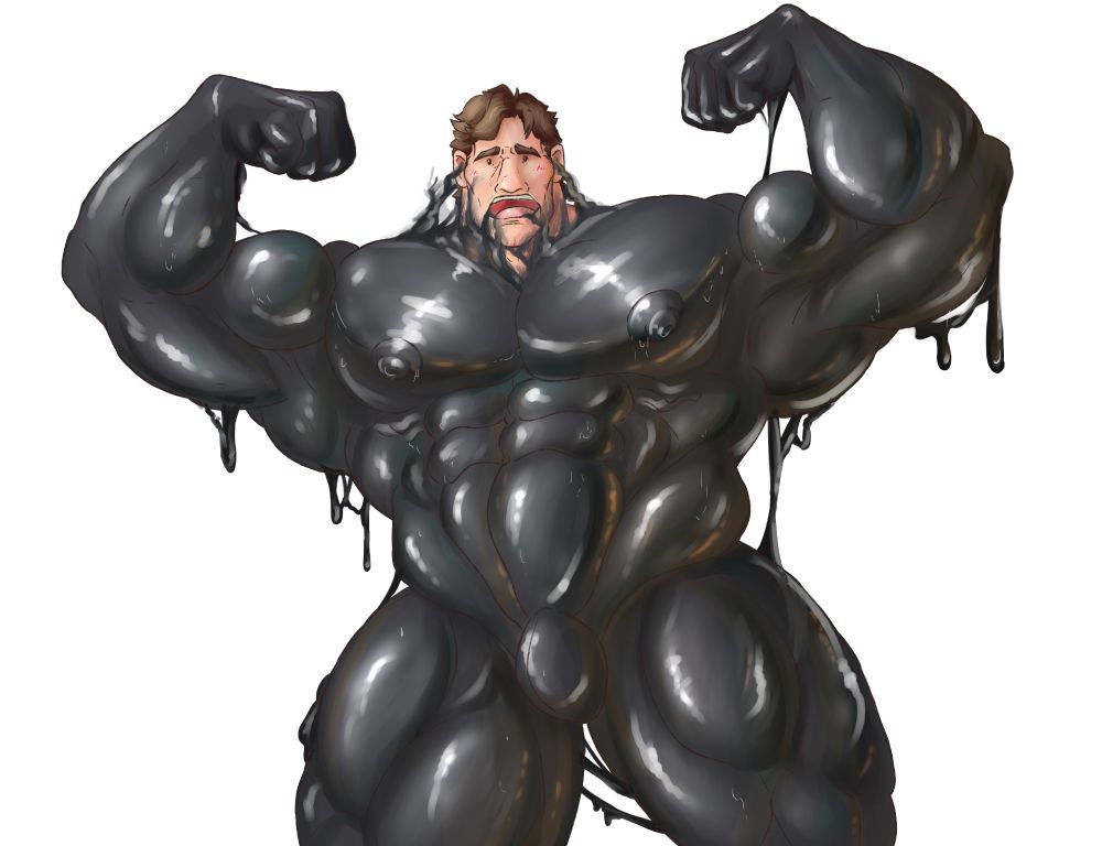 The guy sees his friend completely covered in black tarry liquid. He stands with his hands in the air showing off his impressive new body. One smooth, all black and fucking muscular.

-Fuck, bro, what the fuck is that?

-I-I don't know! It's crawling up my body, please get help! It's going in my mouth!