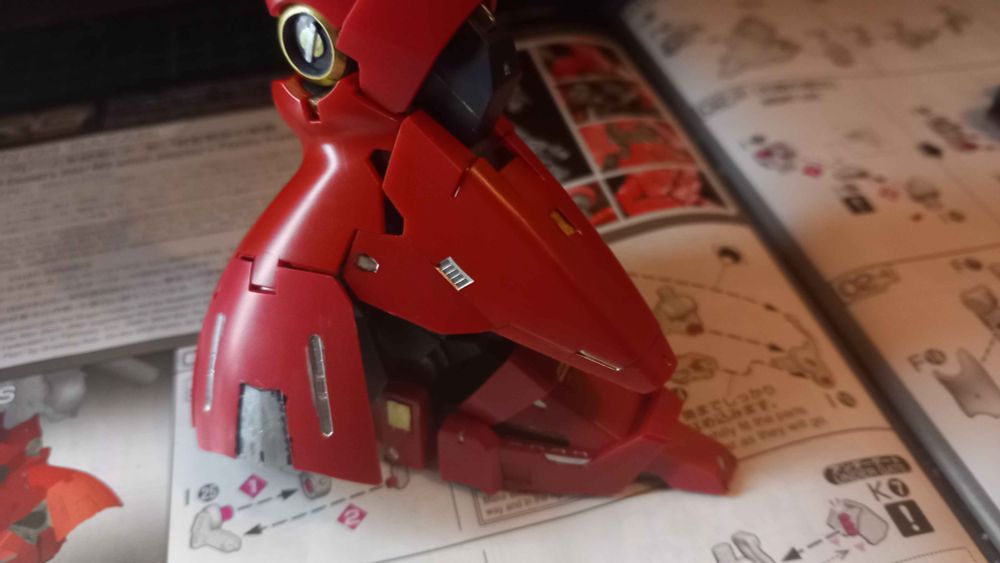 A close-up of the RG Sazabi's foot
