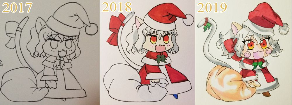 Padoru Pitou memes from 2017, 2018, and 2019