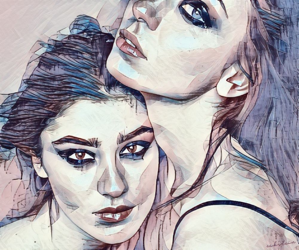 Two young women huddle together with tear stained makeup smeared around their eyes. #HumanTrafficking