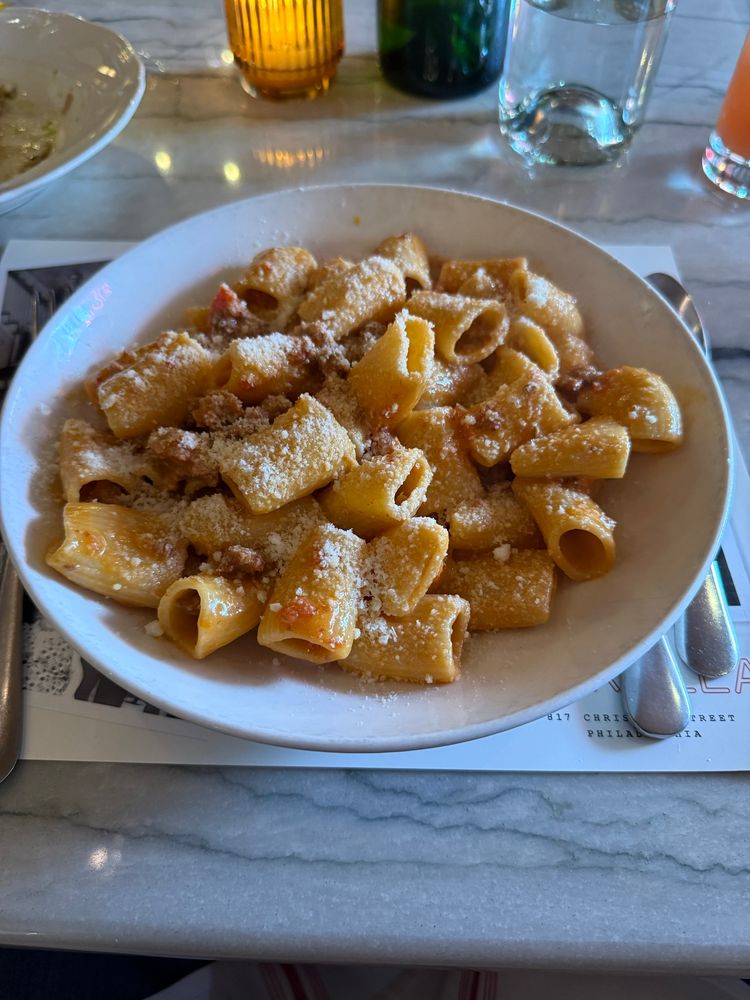 Rigatoni with sausage ragu at Fiorella in Philadelphia 