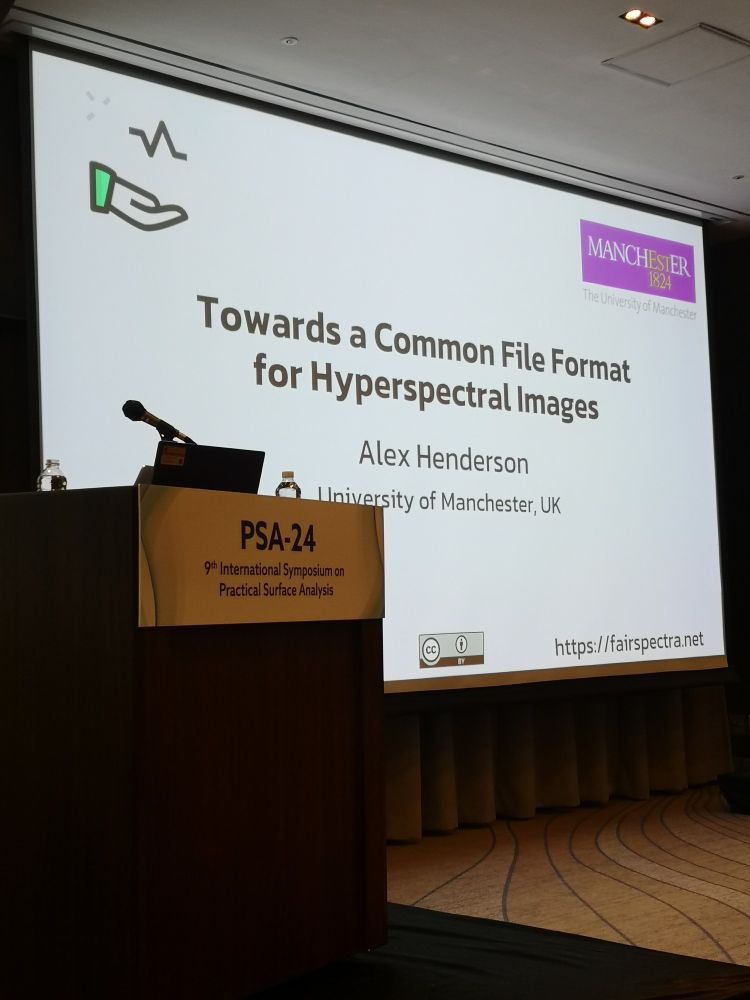 Title slide for presentation. Title reads "Towards a common file format for hyperspectral images" 