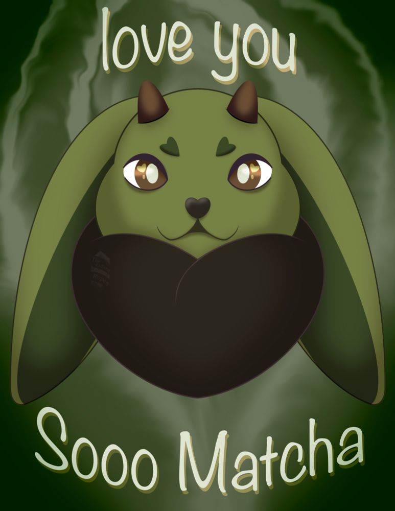 Green tea matcha latte rabbit bunny jackalope crypted
