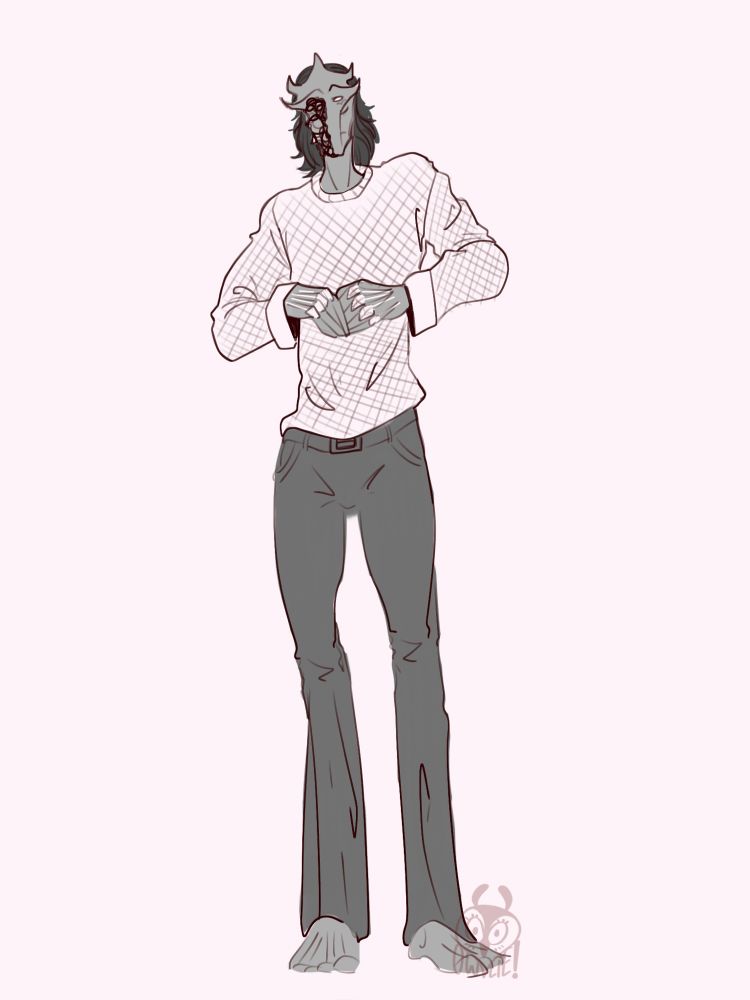arcane hersld viktor in slacks and a sweater