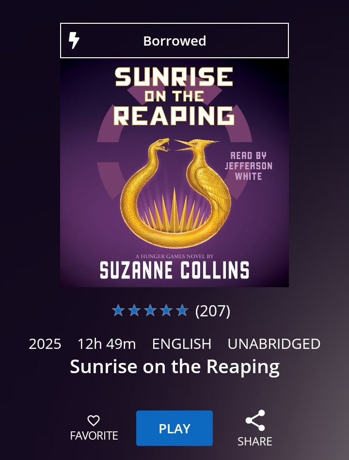 Screenshot of Sunrise on the Reaping's listing in the hoopla app.