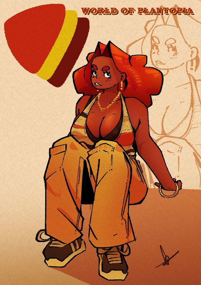 Sequi (OC) sitting with a warm color pallet 